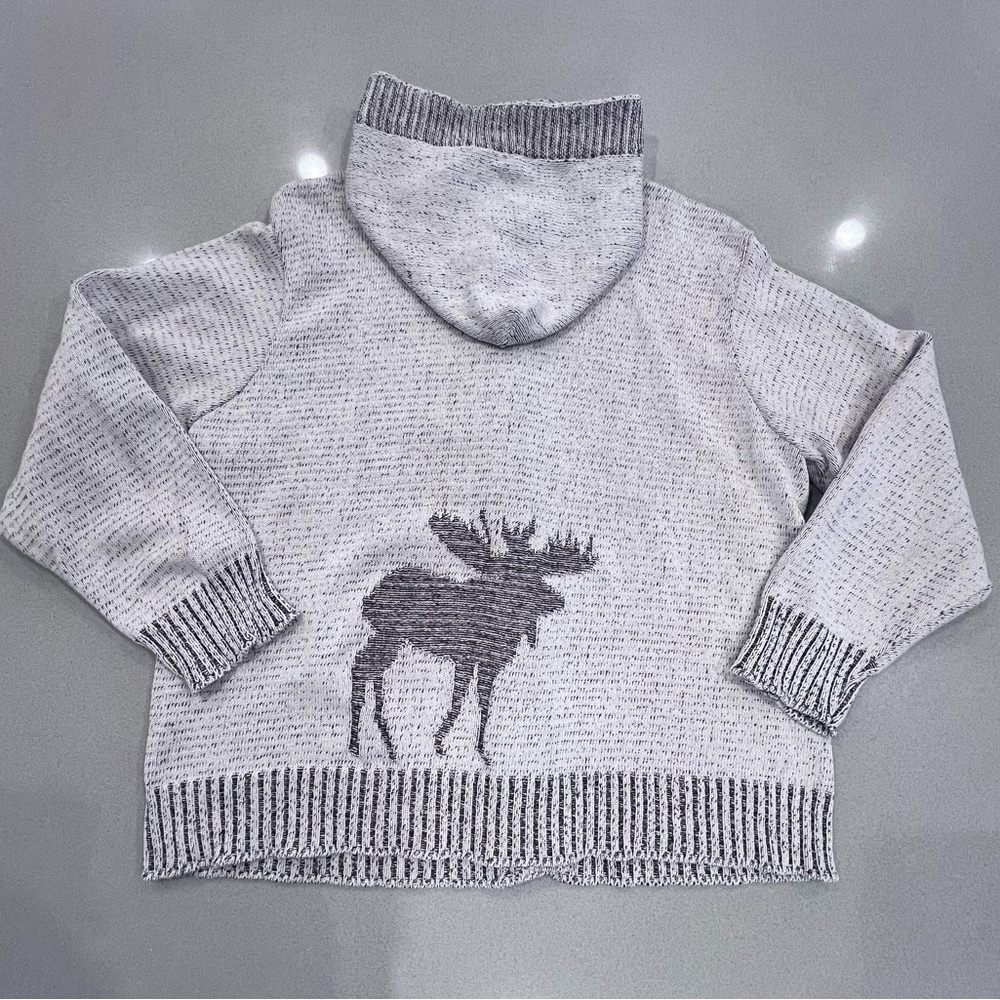 Vintage Binghamton Knitting Co Inc Hooded Cardigan Moose Made in USA Sz XL - Picture 3 of 13